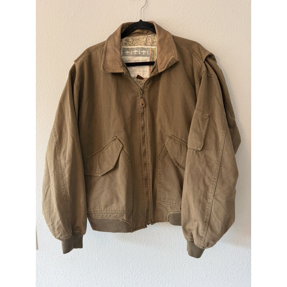 Vintage Great American‎ Pilot Utility Flight Jacket Canvas Lined Size Large